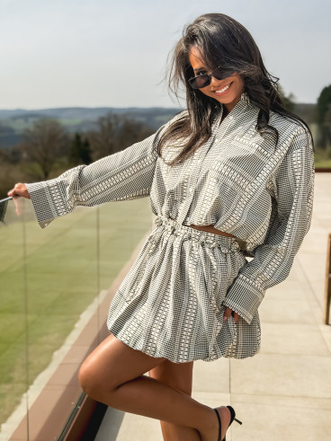 Jupe courte Heidi - Noir/Ecru