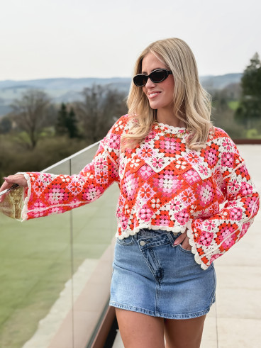 Blouse en crochet Lorelei - Rose/Orange