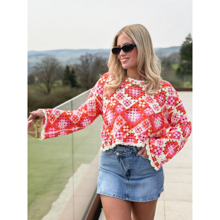 Blouse en crochet Lorelei - Rose/Orange