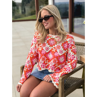 Blouse en crochet Lorelei - Rose/Orange