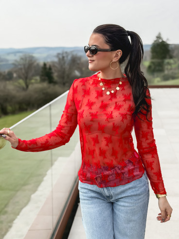 Blouse à motifs Séverine - Rouge