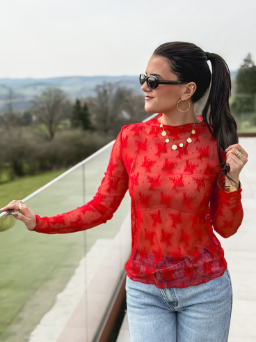 Blouse à motifs Séverine - Rouge