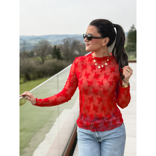 Blouse à motifs Séverine - Rouge