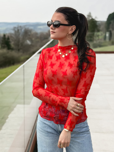 Blouse à motifs Séverine - Rouge
