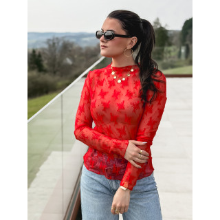Blouse à motifs Séverine - Rouge