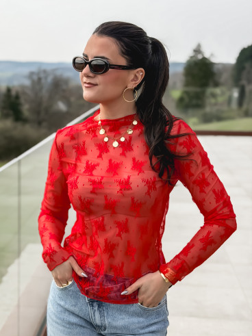 Blouse à motifs Séverine - Rouge