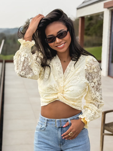 Blouse en dentelle Jaya - Jaune