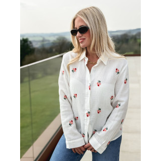 Chemise à fleurs Charline - Blanc