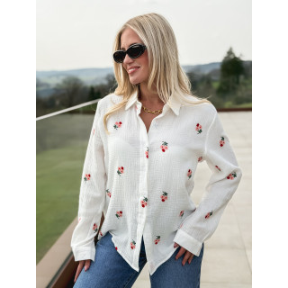 Chemise à fleurs Charline - Blanc