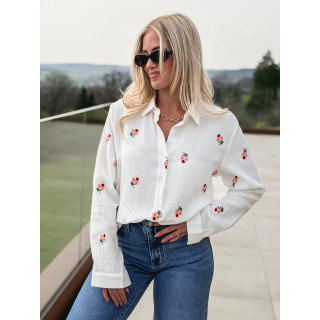Chemise à fleurs Charline - Blanc