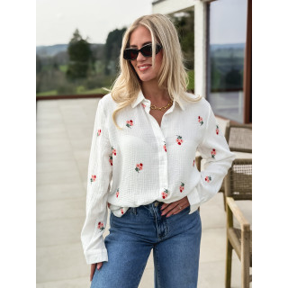 Chemise à fleurs Charline - Blanc