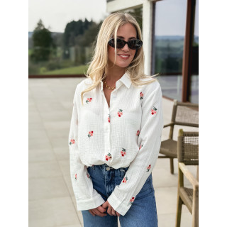 Chemise à fleurs Charline - Blanc