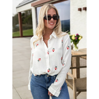 Chemise à fleurs Charline - Blanc