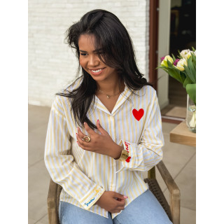 Chemise lignée "love in the sun" - Jaune/Blanc
