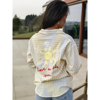 Chemise lignée "love in the sun" - Jaune/Blanc