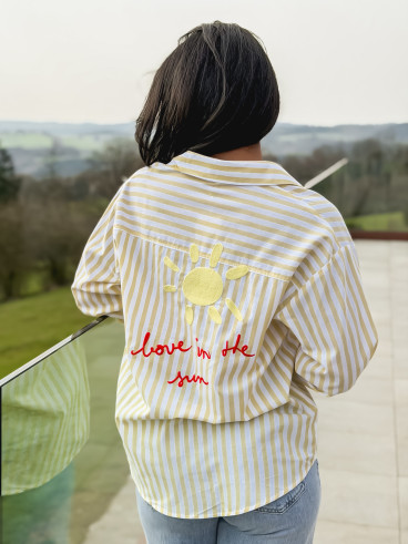 Chemise lignée "love in the sun" - Jaune/Blanc