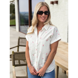 Chemise à fleurs Adèle - Blanc