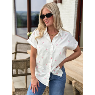 Chemise à fleurs Adèle - Blanc