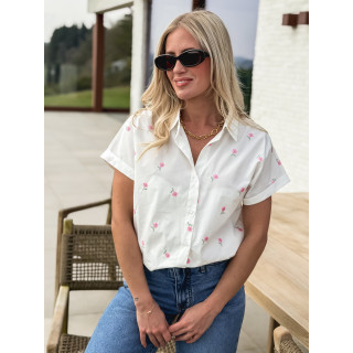 Chemise à fleurs Adèle - Blanc