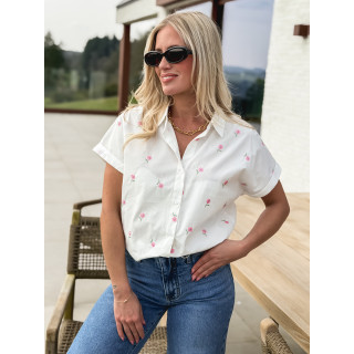 Chemise à fleurs Adèle - Blanc