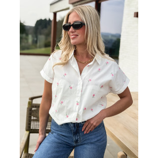 Chemise à fleurs Adèle - Blanc