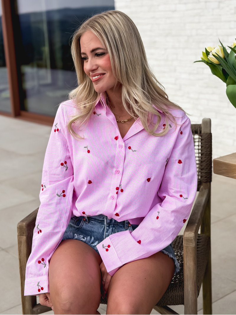 Chemise lignée Georginia - Rose