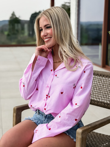 Chemise lignée Georginia - Rose