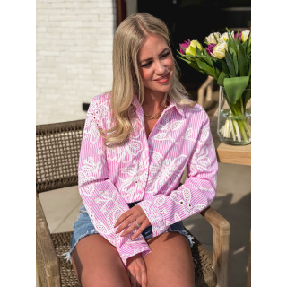 Chemise lignée Noélia - Rose