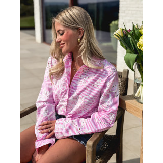 Chemise lignée Noélia - Rose