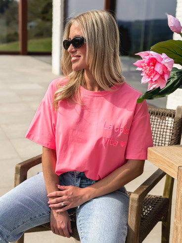 T-shirt "La dolce vita" - Fuchsia