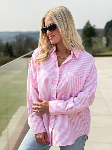 Chemise lignée Sandrine - Rose