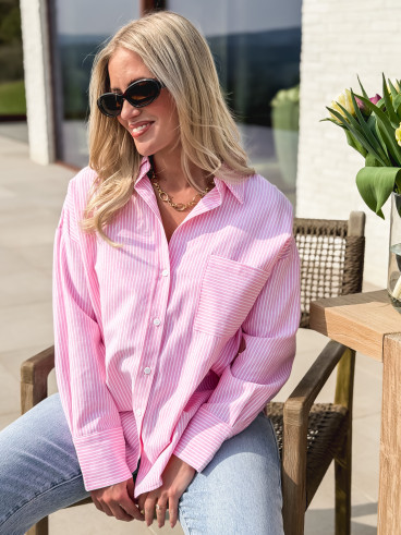 Chemise lignée Sandrine - Rose