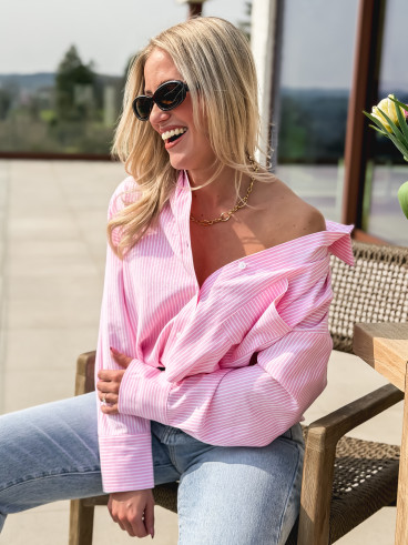 Chemise lignée Sandrine - Rose