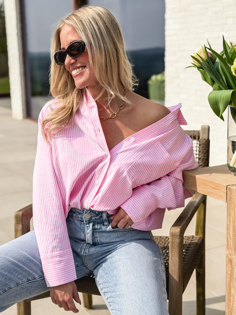 Chemise lignée Sandrine - Rose