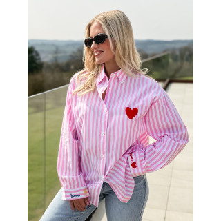 Chemise lignée "love in the sun" - Rose/Blanc