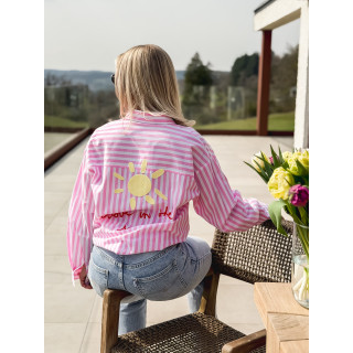 Chemise lignée "love in the sun" - Rose/Blanc