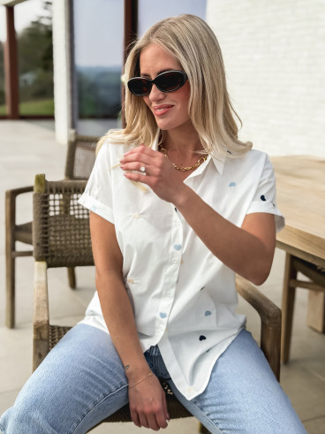 Chemise à coeurs Camerone - Blanc