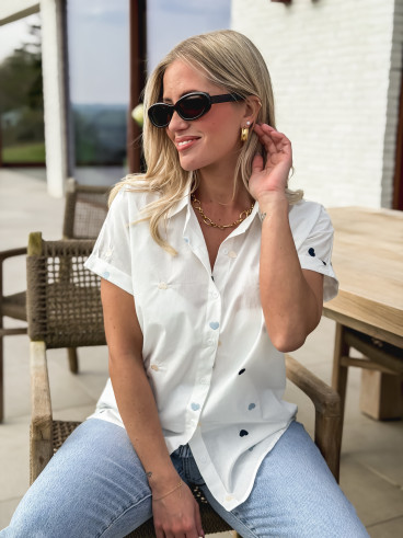 Chemise à coeurs Camerone - Blanc