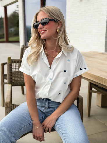 Chemise à coeurs Camerone - Blanc