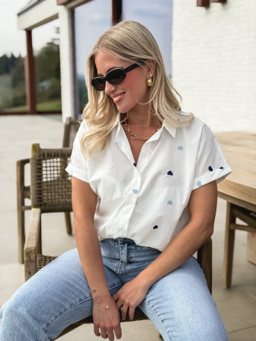 Chemise à coeurs Camerone - Blanc