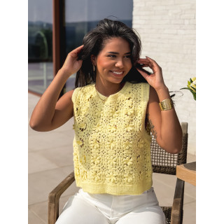 Blouse en crochet Aélyne - Jaune