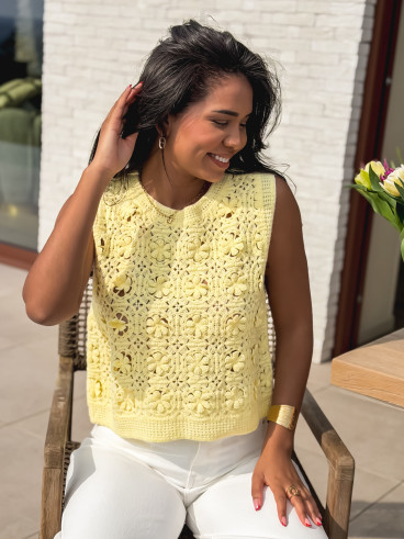 Blouse en crochet Aélyne - Jaune