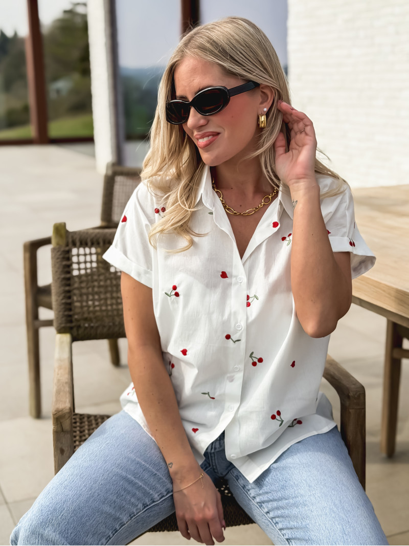 Chemisette blanche homme manches courtes avec épaulettes coupe droite - Elegance Marine