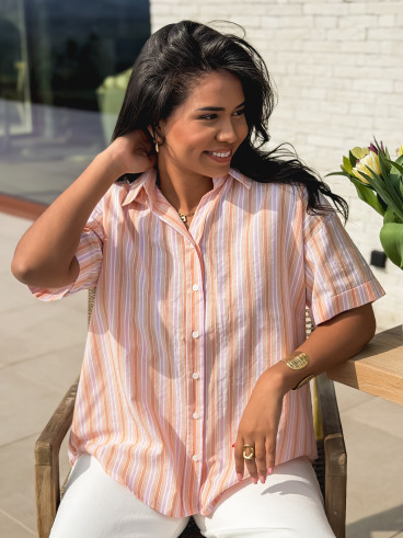 Chemise lignée Marta - Orange