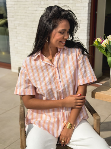 Chemise lignée Marta - Orange
