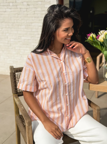 Chemise lignée Marta - Orange