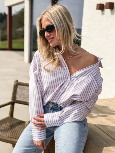 Chemise lignée Carmina - Rose