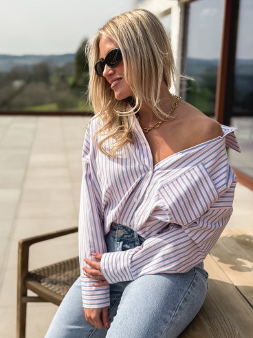 Chemise lignée Carmina - Rose