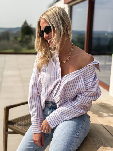 Chemise lignée Carmina - Rose