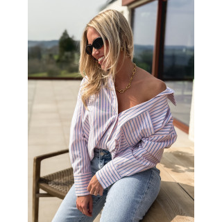 Chemise lignée Carmina - Rose